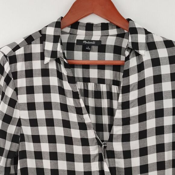 Madewell Wrap Front Shirt Medium Buffalo Check Popover - Picture 6 of 11